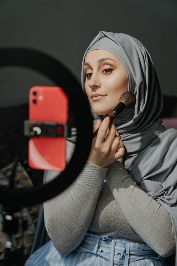 Fashion creator filming a try-on